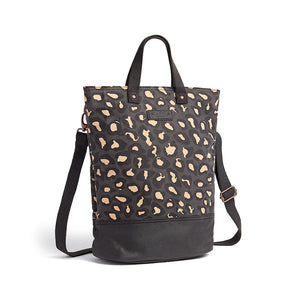 Leopard print canvas cycling bag with shoulder strap