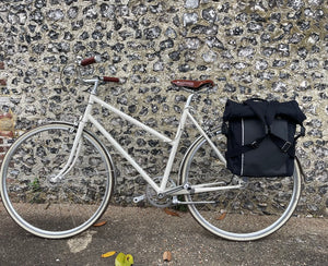 Rucksack pannier on bicycle