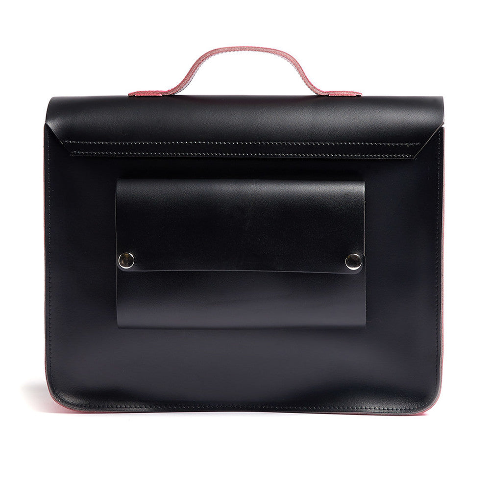
            
                Load image into Gallery viewer, Pink and Black Leather Satchel Cycle Bag Back
            
        