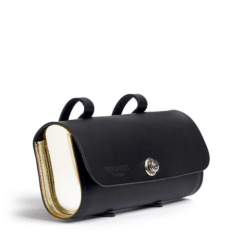 Black & Gold Leather Saddle Bag