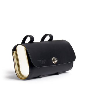 Gold and black saddle bag