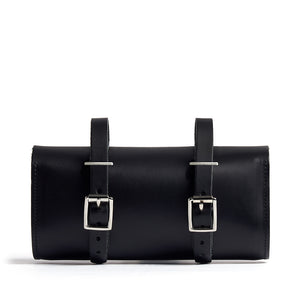 Black & Silver Leather Saddle Bag