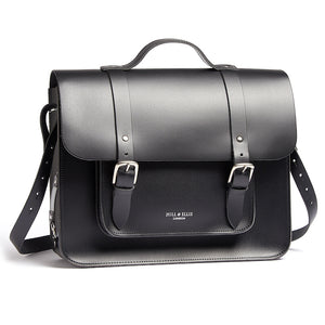 
            
                Load image into Gallery viewer, Black satchel cycle bag with shoulder strap
            
        