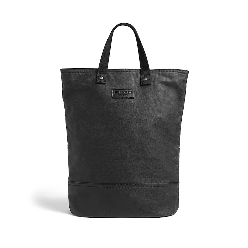 
            
                Load image into Gallery viewer, Black with Black Metalware canvas cycling bag front
            
        