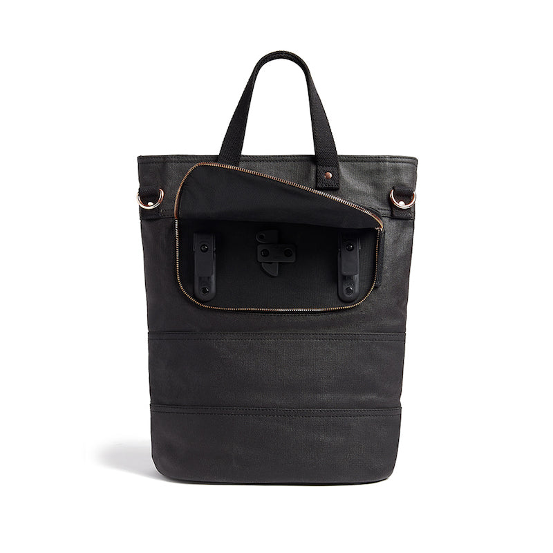 
            
                Load image into Gallery viewer, Black and copper canvas cycling bag back
            
        