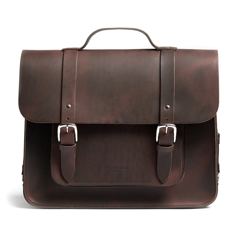 Hill and Ellis Freddie satchel cycle bag in brown 