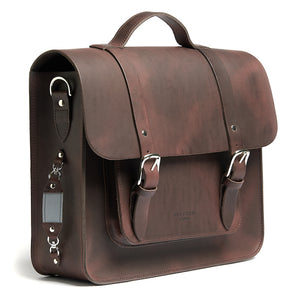 Hill and Ellis Freddie satchel cycle bag brown with reflective detail