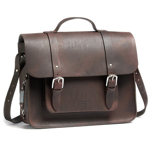 Hill and Ellis Freddie satchel cycle bag brown with shoulder strap