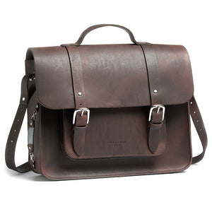 
            
                Load image into Gallery viewer, Hill and Ellis Freddie satchel cycle bag brown with shoulder strap
            
        