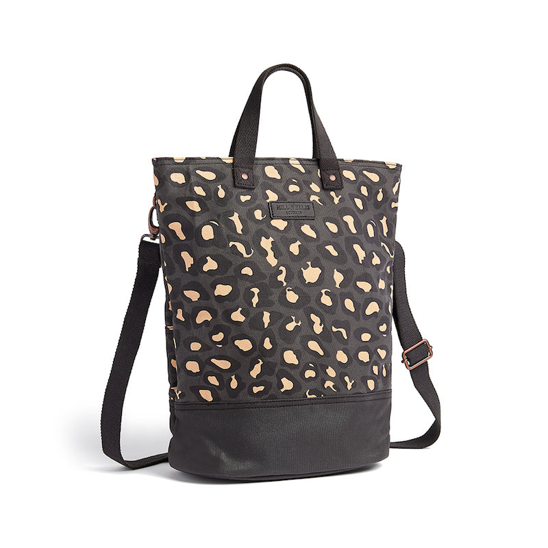 Leopard print canvas cycling bag with shoulder strap