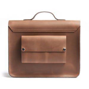 Tan leather satchel cycle bag back