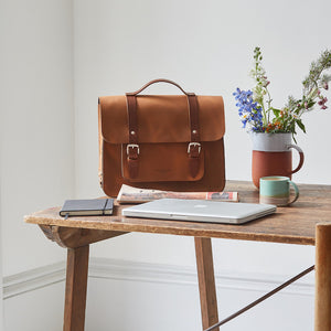 Tan leather satchel cycle bag