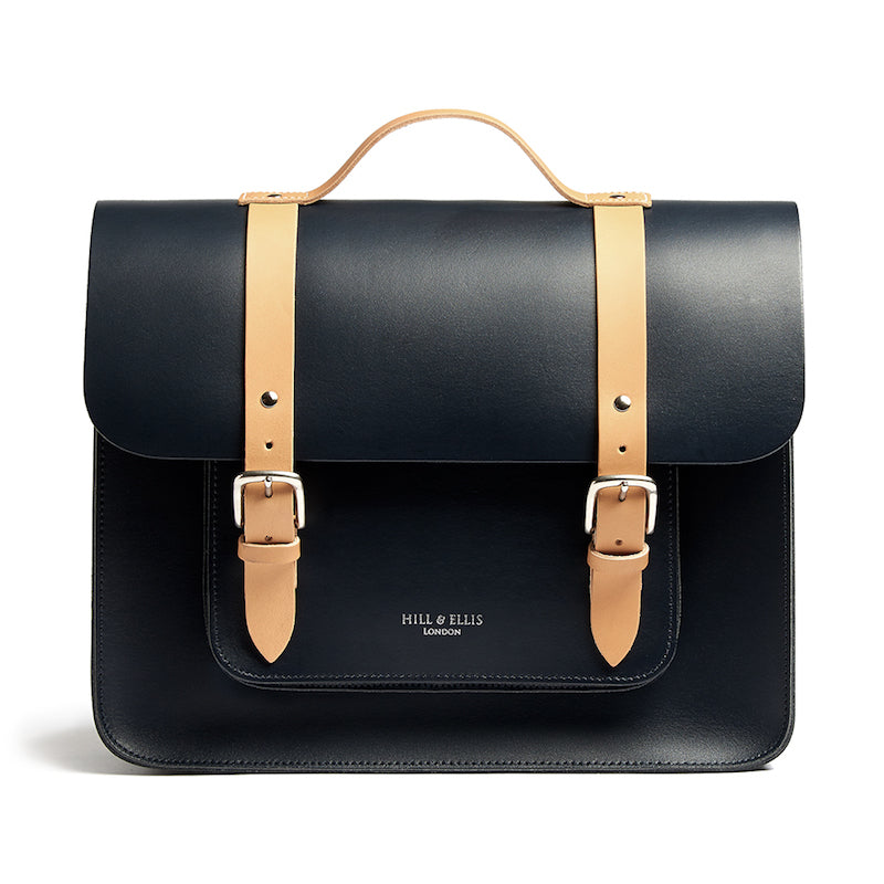 Navy & Tan leather satchel Cycle Bag