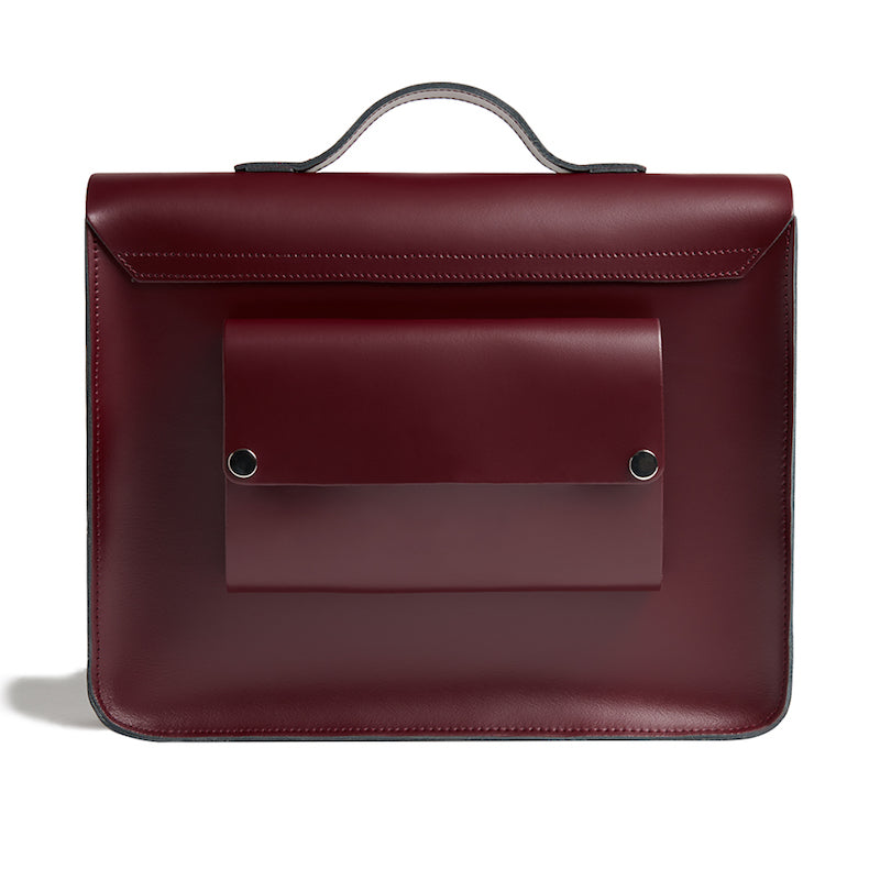 Burgundy leather satchel cycle bag back