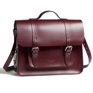 Hill and Ellis Sherlock burgundy leather cycle bag with shoulder strap