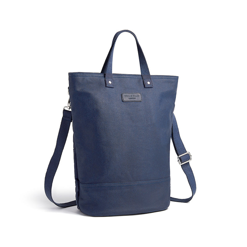 Navy canvas cycling bag with shoulder strap