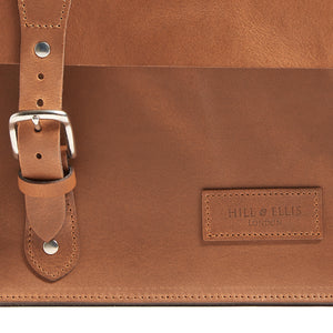 
            
                Load image into Gallery viewer, Hill and Ellis archie brompton compatible cycle bag detail of logo
            
        