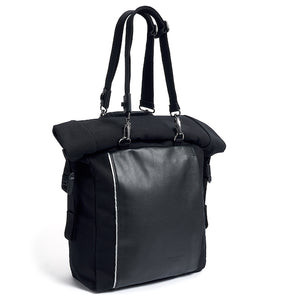 Black leather & Canvas Rucksack Pannier