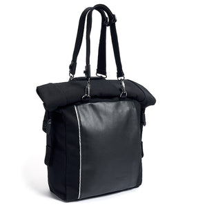 
            
                Load image into Gallery viewer, Black leather &amp;amp; Canvas Rucksack Pannier
            
        