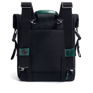 Green and black rucksack for brompton bike